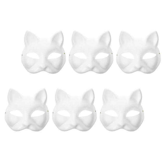 6pcs DIY Paper Mask Blank Hand Painted Mask Paintable Paper Cat Cosplay  Mask Therian Masks - AliExpress